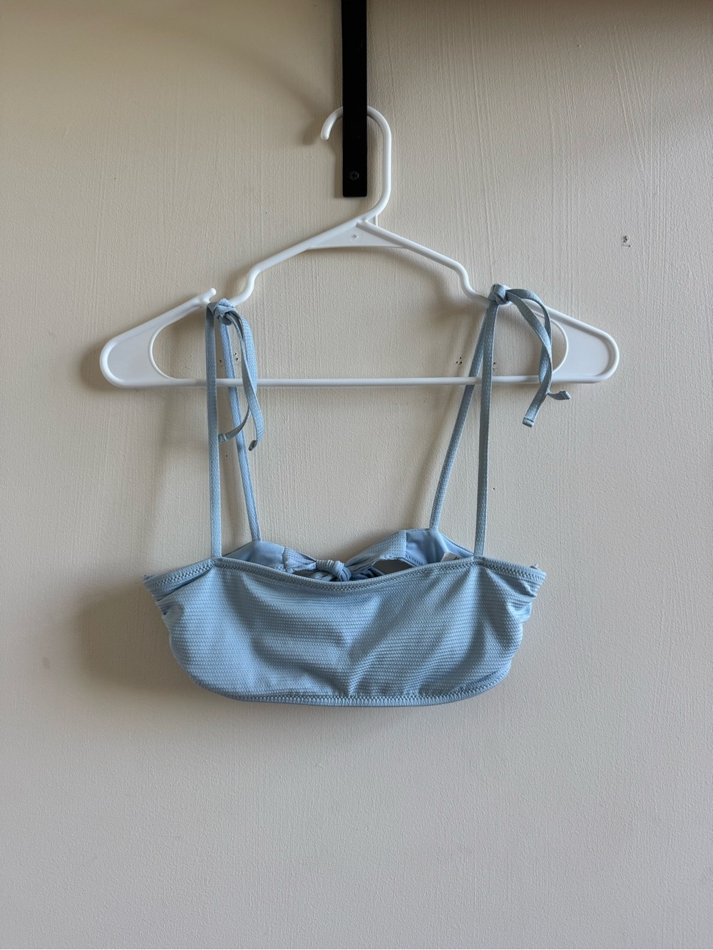H&M Baby Blue Textured Tie Strap Bikini Top
